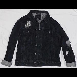 Unisex Black Denim Jacket With Custom Distress